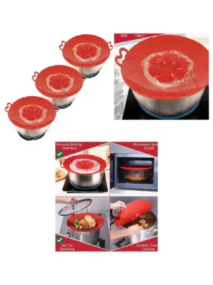 Silicone Pot Lid Spill Guard – 3 Pack Anti‑Boil Overflow Covers