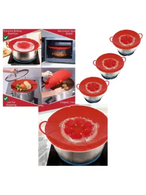 Silicone Saucepan Lid – Anti‑Boil Spill Stopper & Steamer Cover, 3 Pack