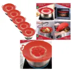 Silicone Spill‑Stop Lid Set – 5 Anti‑Boil Covers for Pots & Saucepans