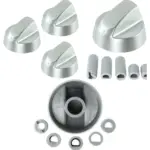Silver 3‑Piece Control Knob & Adapter Set for Diplomat Ovens