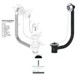 Silver 40mm Bathroom Overflow Waste Plug with Chain – 1.5