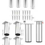Silver Adjustable Riser Legs 4.5" Height for Wardrobe/Table – Set of 4