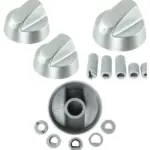 Silver AEG Oven Control Knob Set – 2 Pack Replacement Dial & Adapter