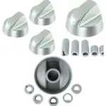 Silver AEG Oven Control Knob Set – 3 Replacement Dials & Adapters