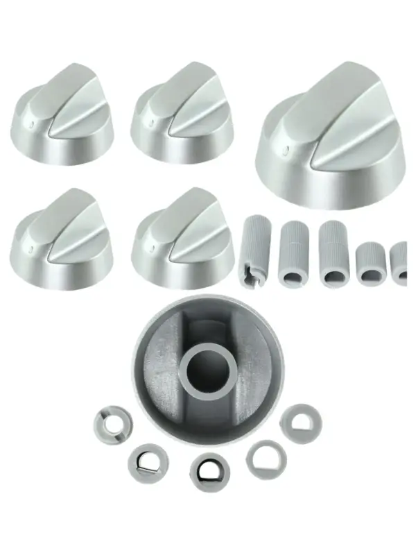 Silver AEG Oven Control Knob Set 4 Replacement Dials & Adapters