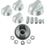 Silver BAUMATIC Oven Control Knob & Adaptor Set – 3 Pieces