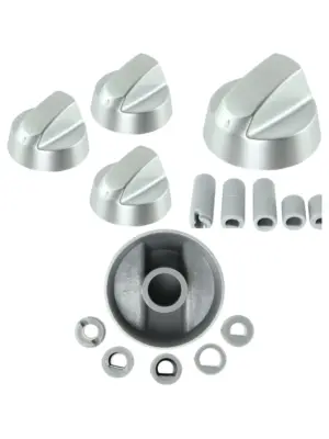 Silver BAUMATIC Oven Control Knob & Adaptor Set – 3 Pieces