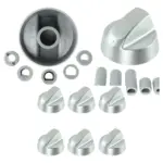 Silver Baumatic Oven & Cooker Control Knob Set – 6 Replacement Dials