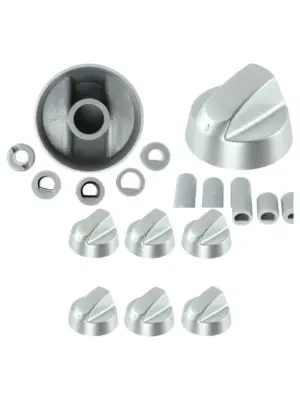 Silver Baumatic Oven & Cooker Control Knob Set – 6 Replacement Dials