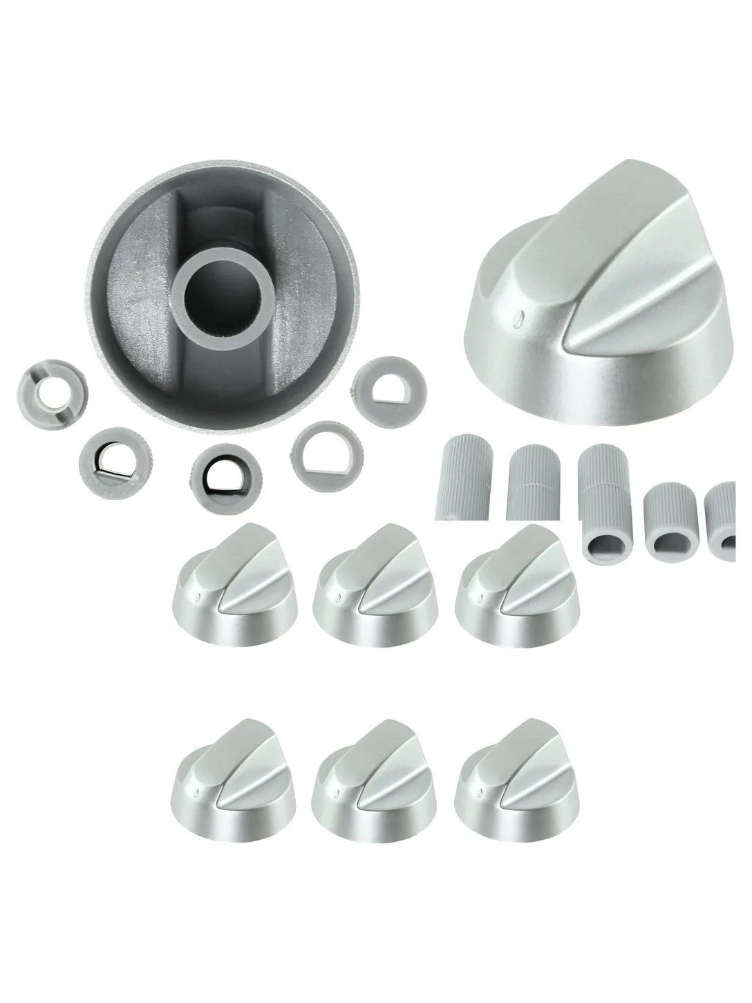Silver Baumatic Oven & Cooker Control Knob Set – 6 Replacement Dials