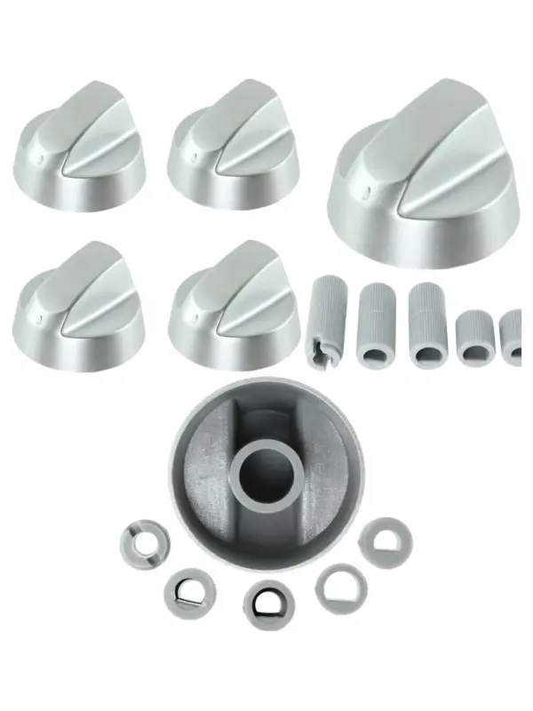 Silver Cannon oven control knob & adapter, pack of 4
