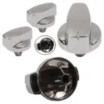 Silver Chrome Oven Control Knob Replacement Set – 2 Pack for Stoves
