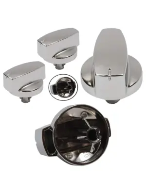 Silver Chrome Oven Control Knob Replacement Set – 2 Pack for Stoves