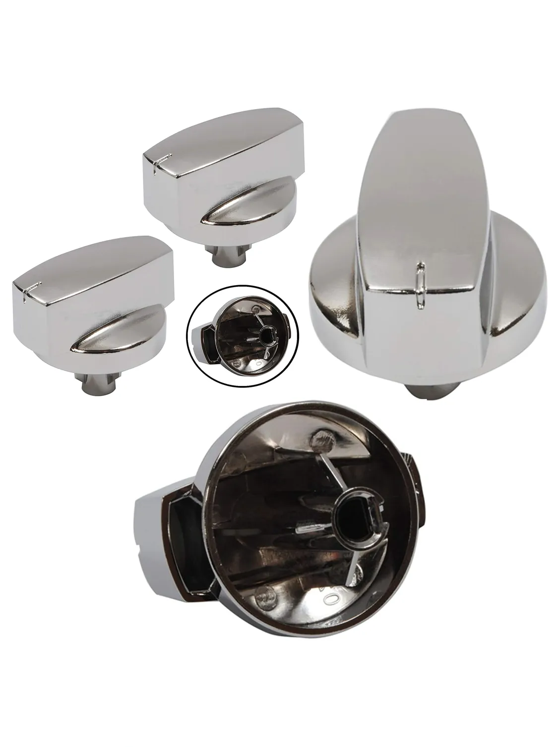 Silver Chrome Oven Control Knob Replacement Set – 2 Pack for Stoves