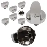 Silver Chrome Oven Control Knob Set – 6 Replacement Stovetop Switches