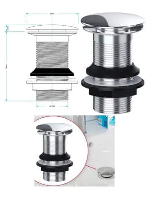 Silver Clicker Sink Plug 1-1/4" Round Universal for Kitchen & Bathroom