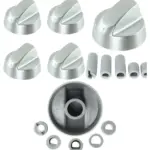 Silver control knob and adapter set for Diplomat ovens, 4 pcs