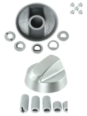 Silver Control Knob & Dial Replacement Set – 5 pcs for Candy Ovens & Cookers