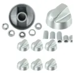 Silver Creda Oven Control Knob & Dial Set – 6 Replacement Adaptors