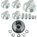 Silver Creda Oven Control Knob Set - 4 Replacement Dials & Adapters
