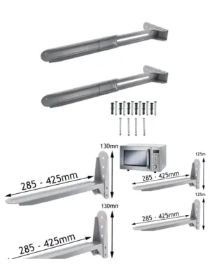 Silver Dual Wall Mount Brackets for Sharp Microwave Kitchen Use