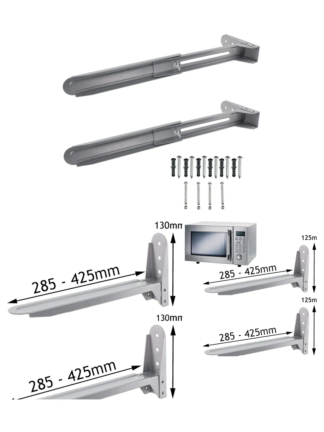 Silver Dual Wall Mount Brackets for Sharp Microwave Kitchen Use