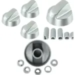Silver ELBA Oven Control Knob Set – 3 Replacement Dials & Adapters