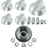 Silver Elba Oven Control Knob Set - 4 Dials & Adapters
