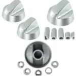 Silver Indesit Oven Control Knob - Replacement Dial & Adaptor, 2 Pack