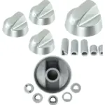 Silver Indesit Oven & Cooker Control Knob Set – 3 Replacement Dials