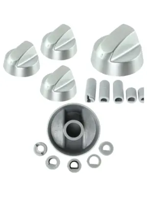 Silver Indesit Oven & Cooker Control Knob Set – 3 Replacement Dials