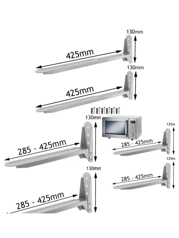 Silver Kitchen Wall-Mount Brackets for De'Longhi Microwaves – 2 Pack
