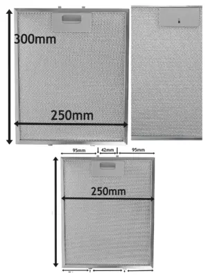 Silver Metal Mesh Grease Filter 300×250 mm for Kitchen Hood Fans