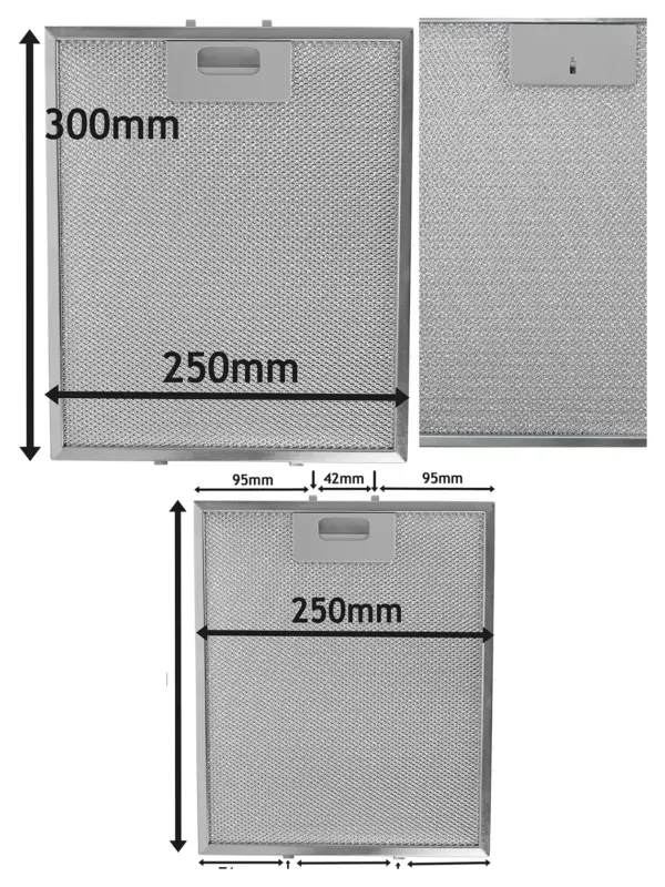Silver Metal Mesh Grease Filter 300×250 mm for Kitchen Hood Fans