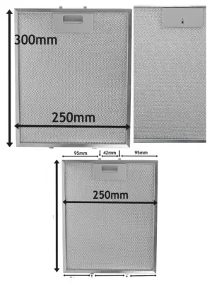 Silver Metal Mesh Grease Filter for Logik Cooker Hood – 300×250 mm