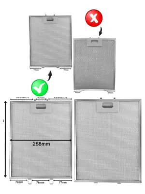 Silver Metal Mesh Vent Filter 318x258mm for Cooker Hoods & Fans