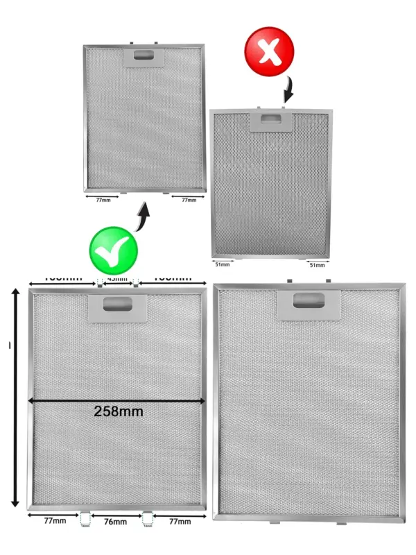 Silver Metal Mesh Vent Filter 318x258mm for Cooker Hoods & Fans