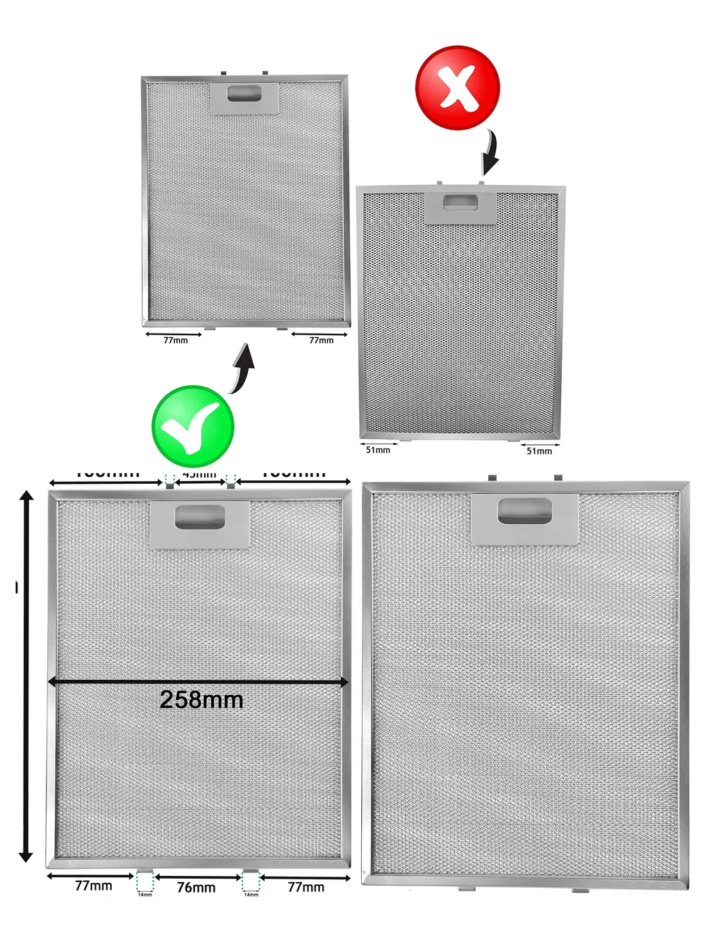 Silver Metal Mesh Vent Filter 318x258mm for Cooker Hoods & Fans