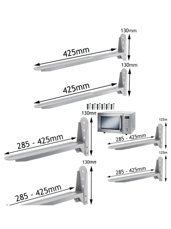 Silver Microwave Wall Mount Brackets – Set of 2 for Tricity Bendix