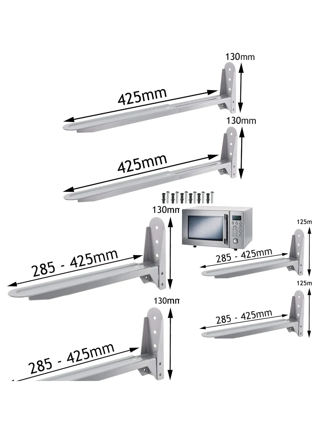 Silver Microwave Wall Mount Brackets Set of 2 – John Lewis