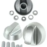 Silver Replacement Control Knob & Adapter for Baumatic Ovens & Cookers