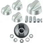 Silver Siemens Oven Control Knob Set 3 Replacement Dials and Adapters