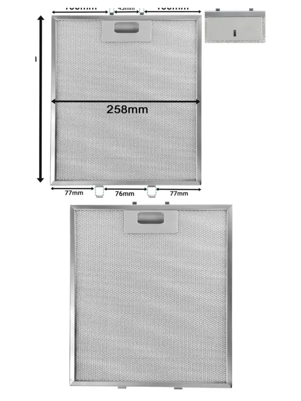 Silver Stainless Steel Mesh Filter for Baumatic Range Hood 318×258 mm