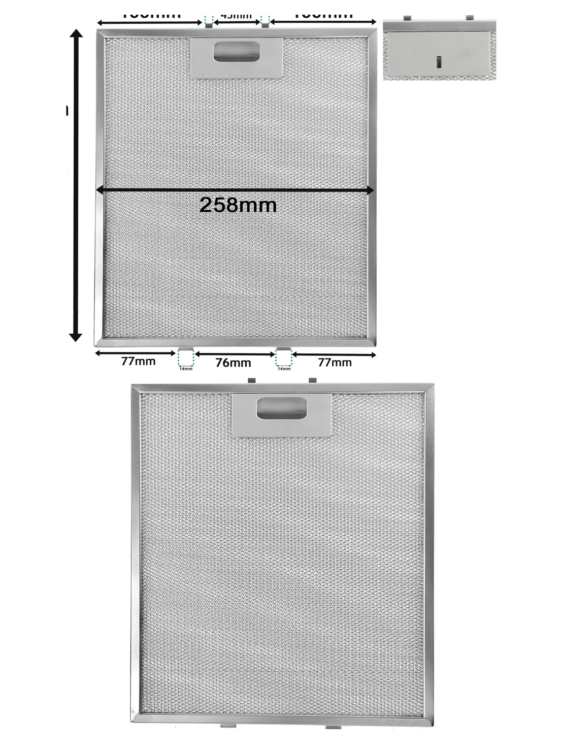 Silver Stainless Steel Mesh Filter for Baumatic Range Hood 318×258 mm