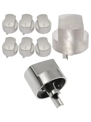 Silver Stove & Oven Knob Set – 6 Short & Long Stem Handles
