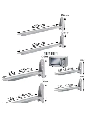 Silver Wall Mount Brackets for Russell Hobbs Microwave Set of 2