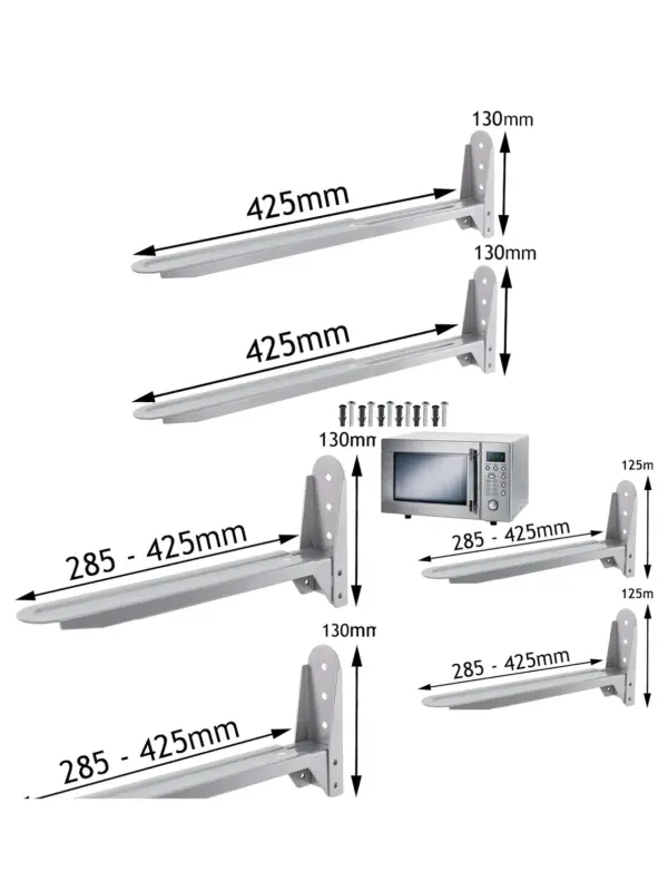 Silver Wall Mount Brackets for Russell Hobbs Microwave Set of 2
