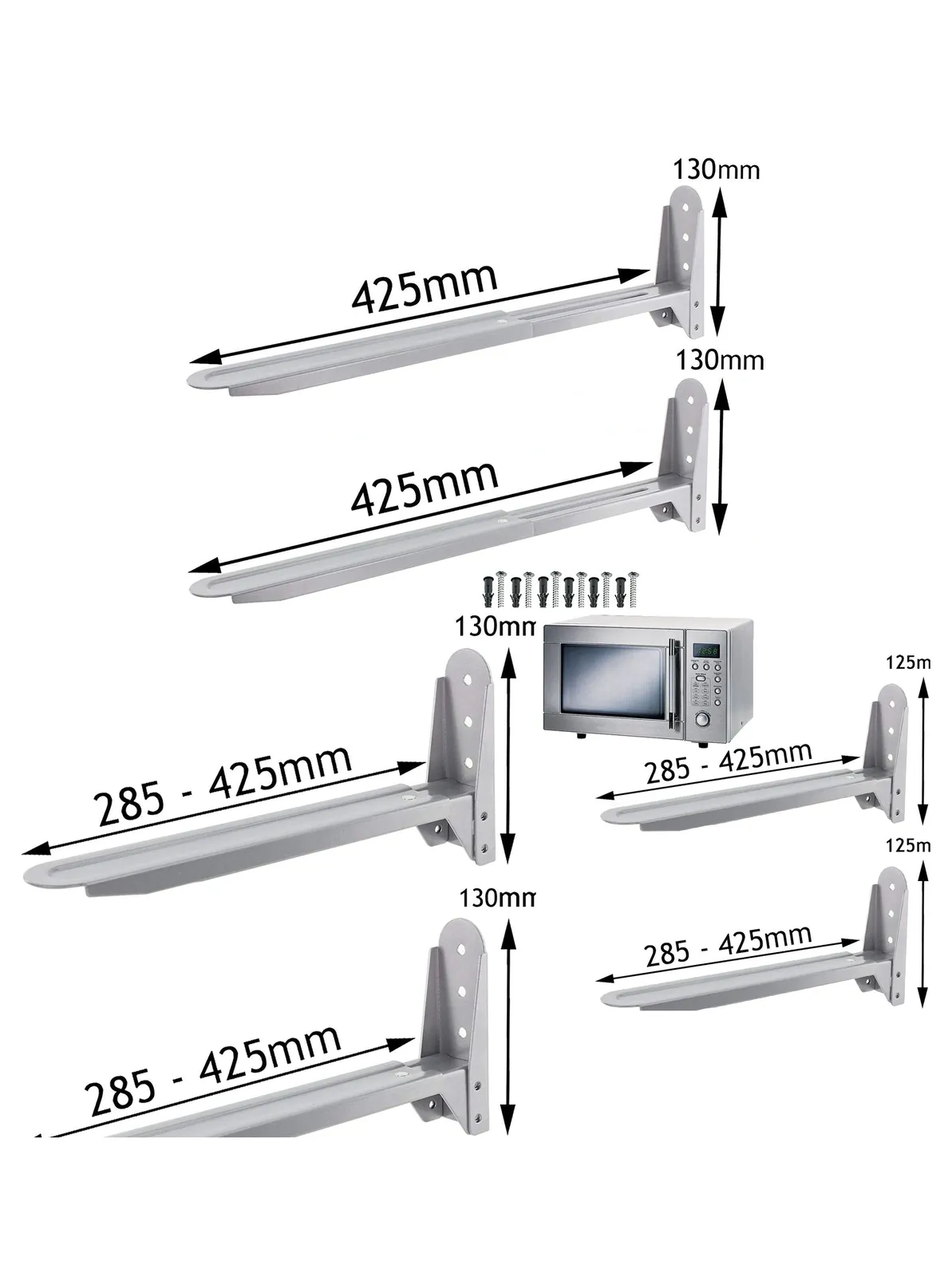 Silver Wall Mount Brackets for Russell Hobbs Microwave Set of 2