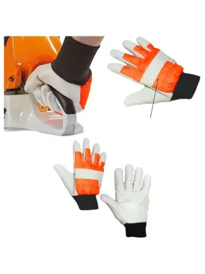 Size 10 High Vis Chainsaw Safety Gloves Heavy Duty Work Protection
