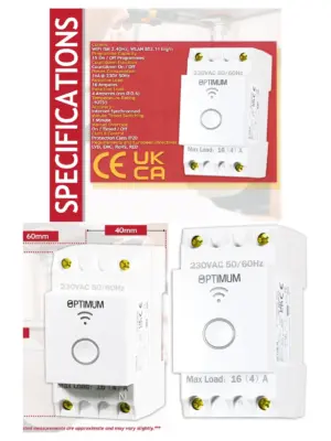 Smart Wi-Fi DIN-Rail Timer Switch 230V 16A Programmable 50Hz